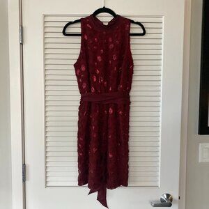 Sachin + Babi x Anthropologie Rosette Sequin Mini Dress, Ruby Red, Size 4
